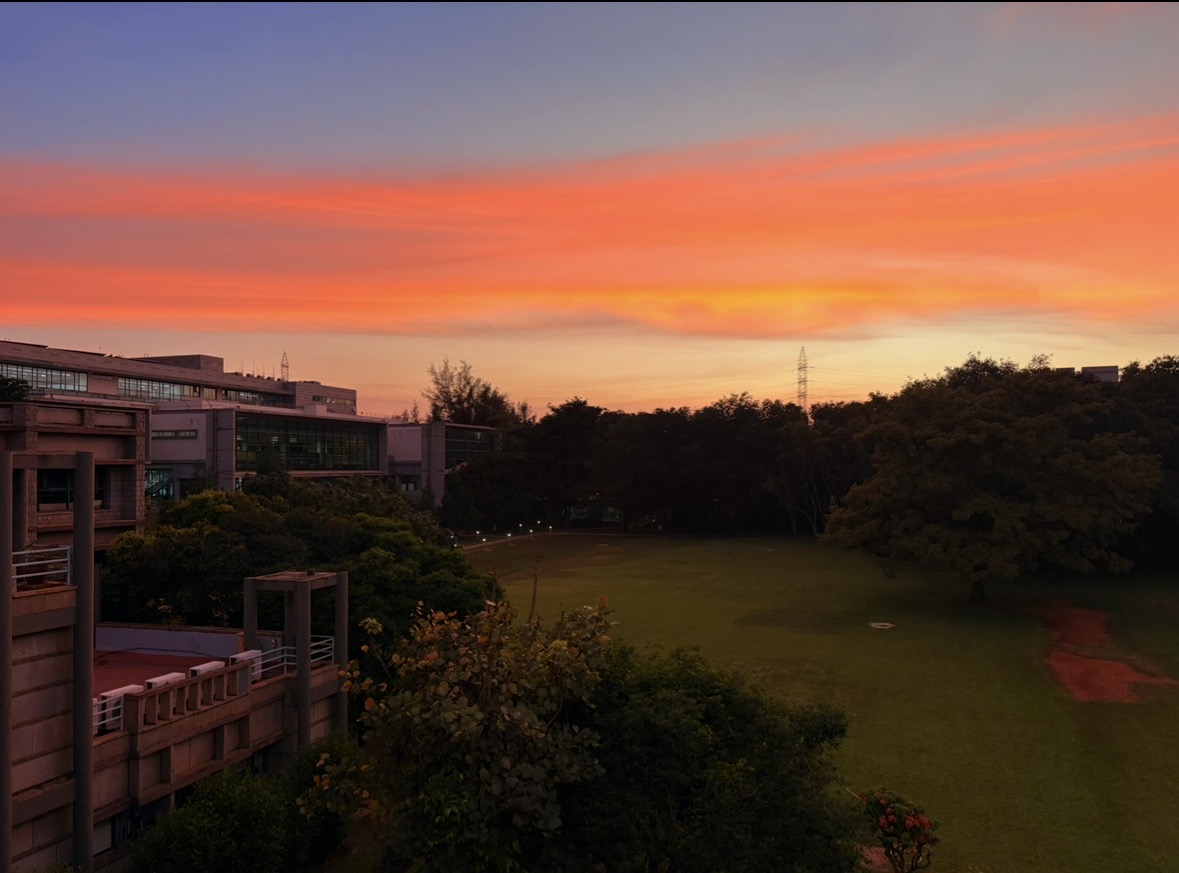 Sunset over the NCBS campus lawns